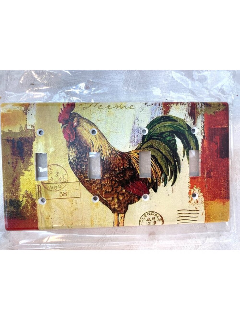 Rooster Four Light Switch Cover Plate Decorative Farmhouse Rustic Design